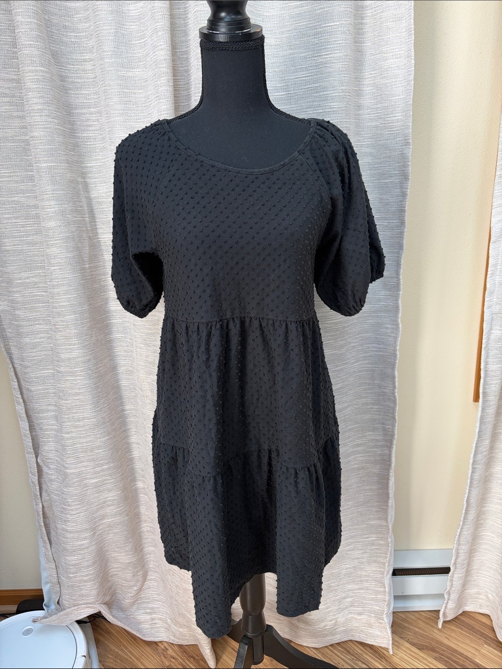 J. Crew Black Scoop Neck Short-Sleeve Dress